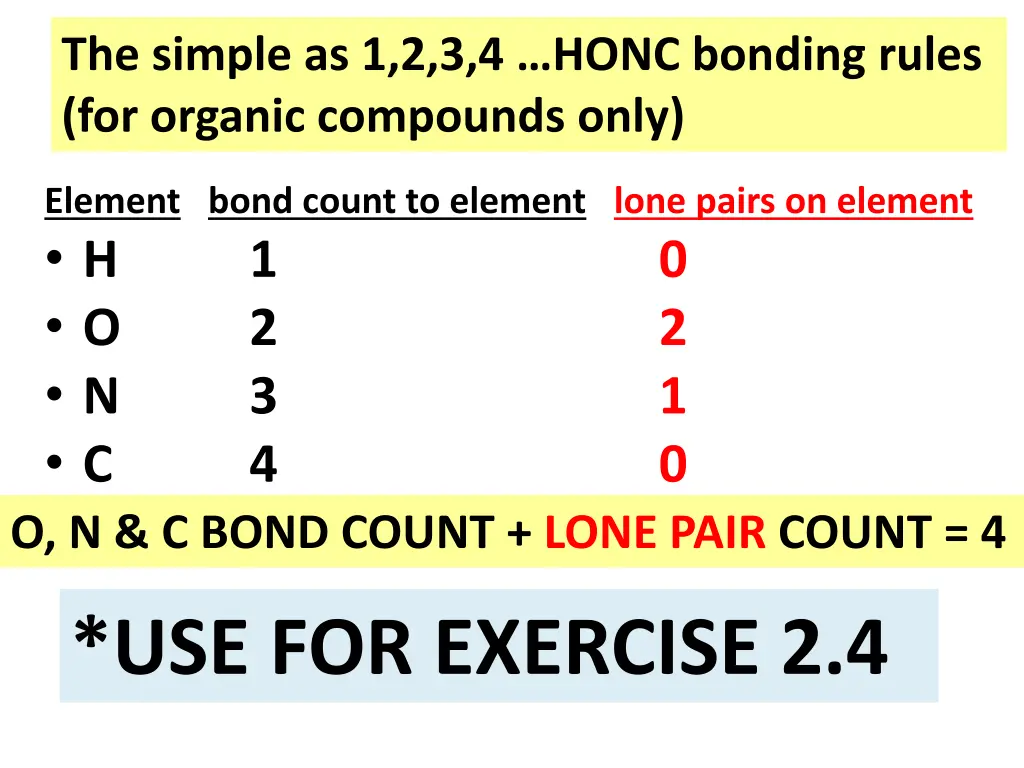 the simple as 1 2 3 4 honc bonding rules