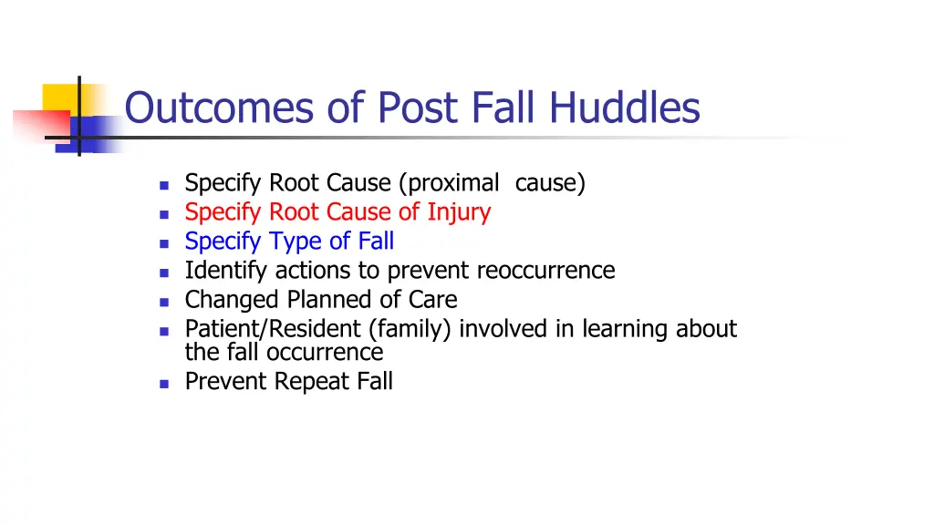 outcomes of post fall huddles 1