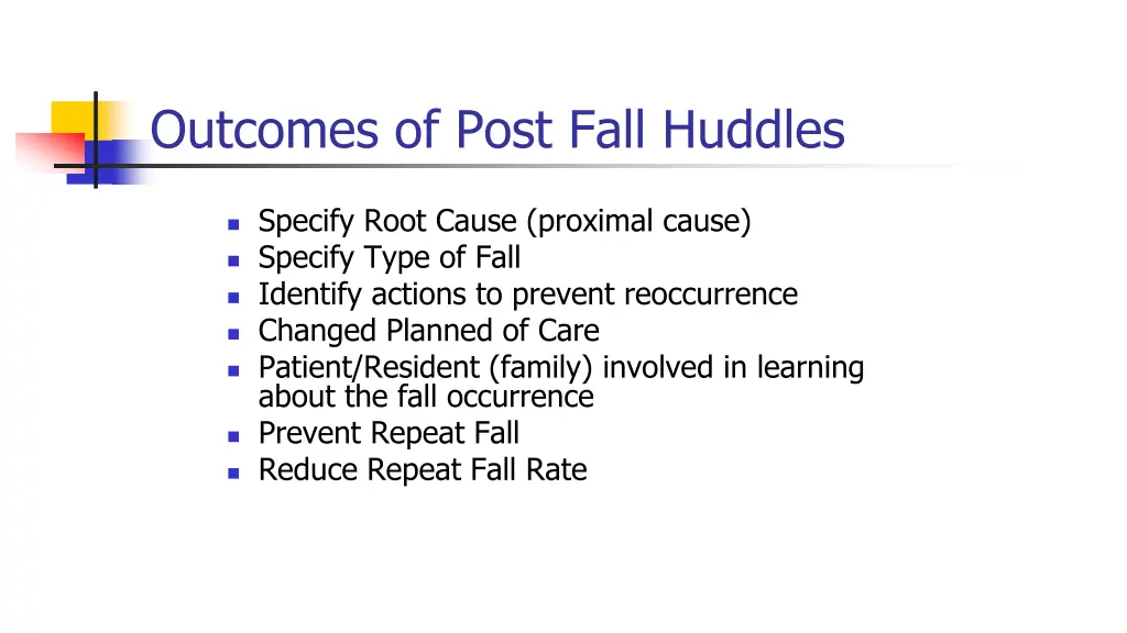 outcomes of post fall huddles