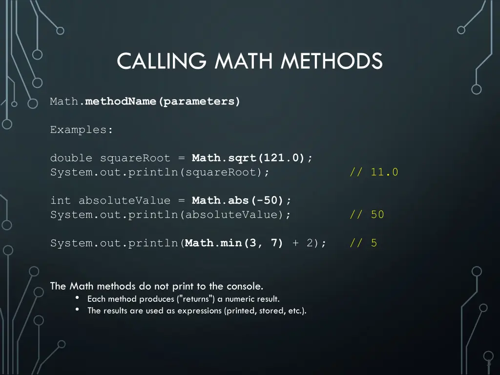 calling math methods