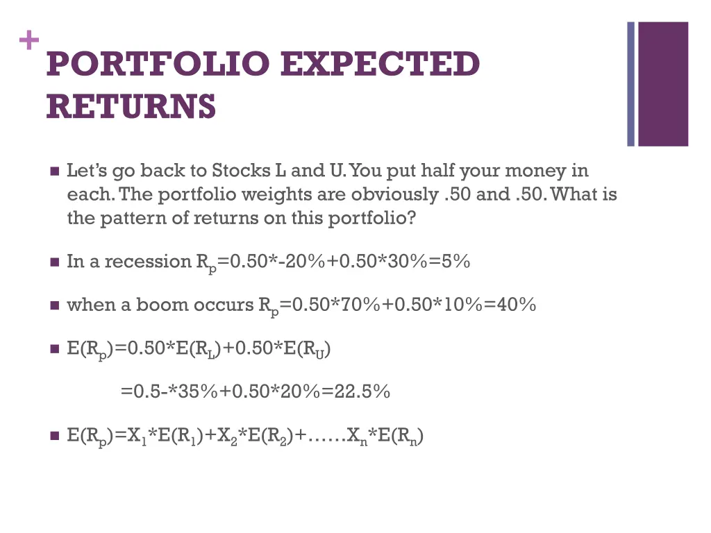 portfolio expected returns