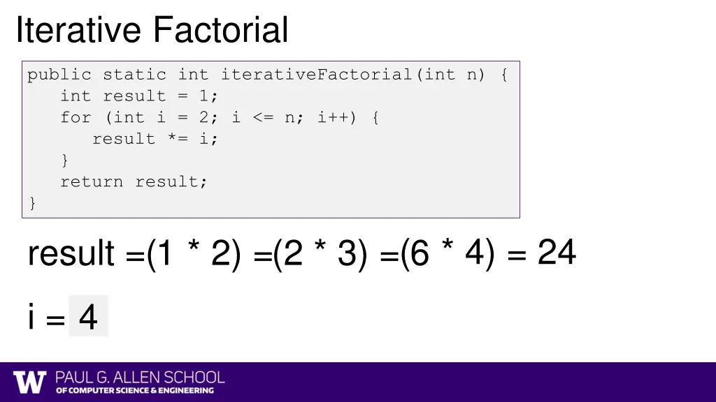 iterative factorial