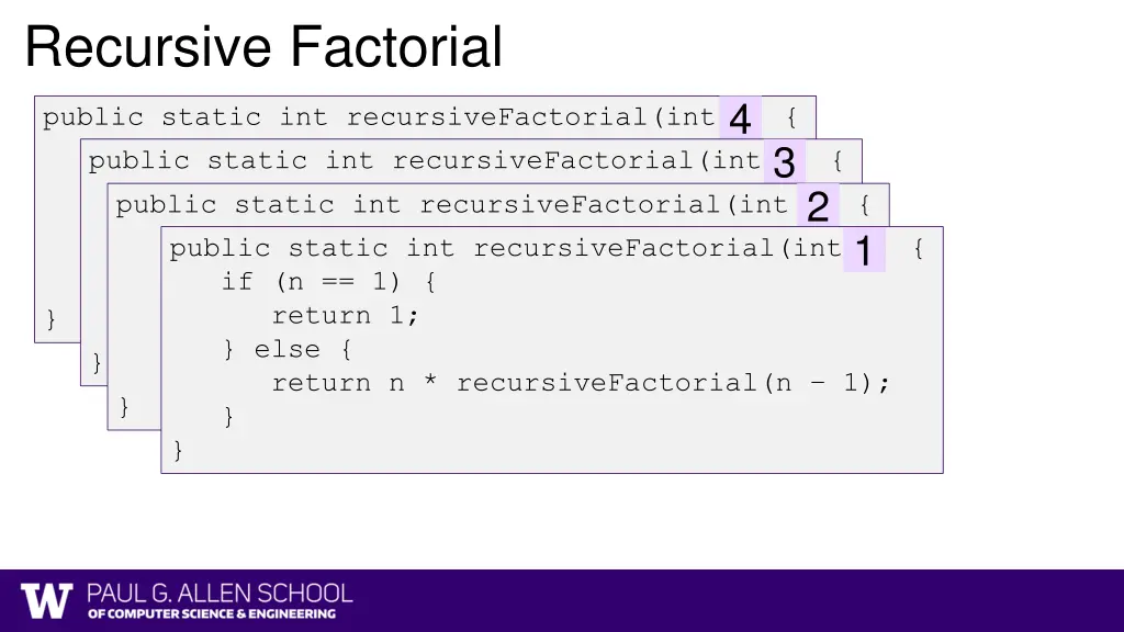 recursive factorial