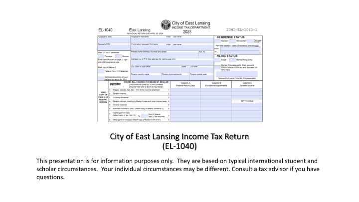 city of east lansing income tax return el 1040