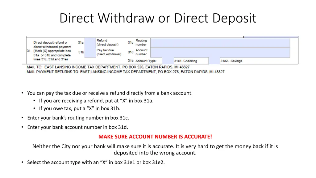 direct withdraw or direct deposit