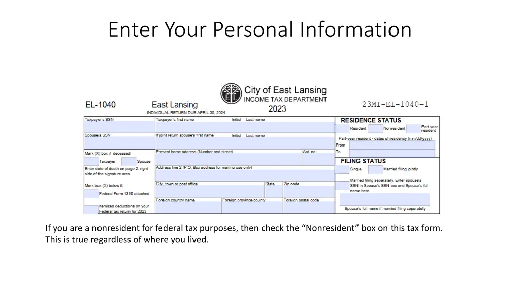 enter your personal information