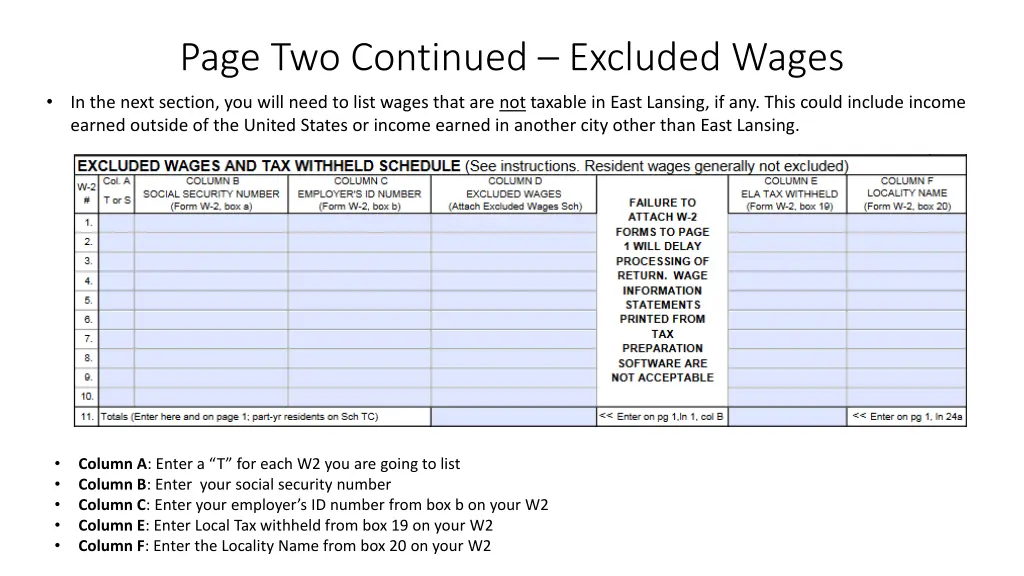 page two continued excluded wages