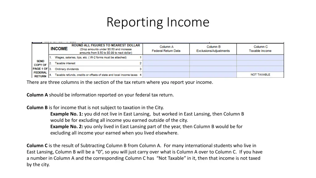 reporting income