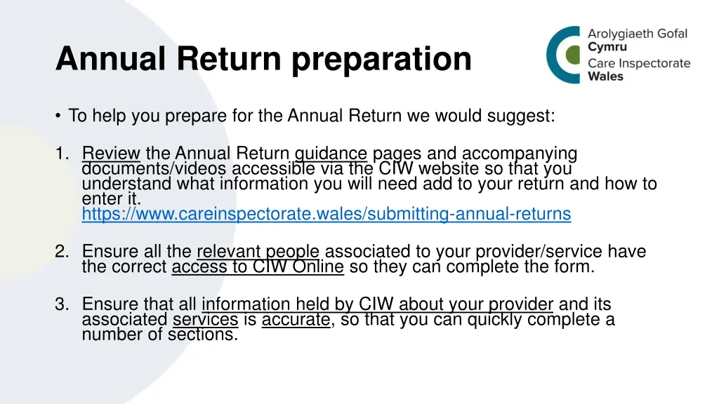 annual return preparation