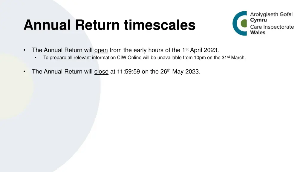 annual return timescales