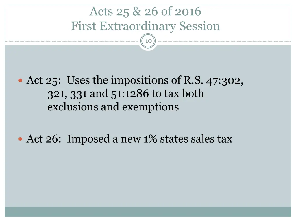 acts 25 26 of 2016 first extraordinary session