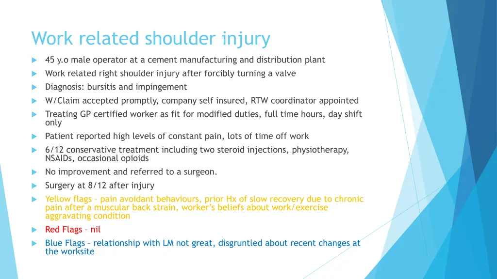 work related shoulder injury