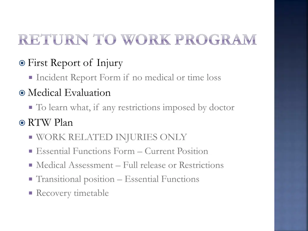 return to work program