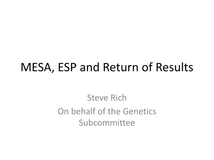 mesa esp and return of results