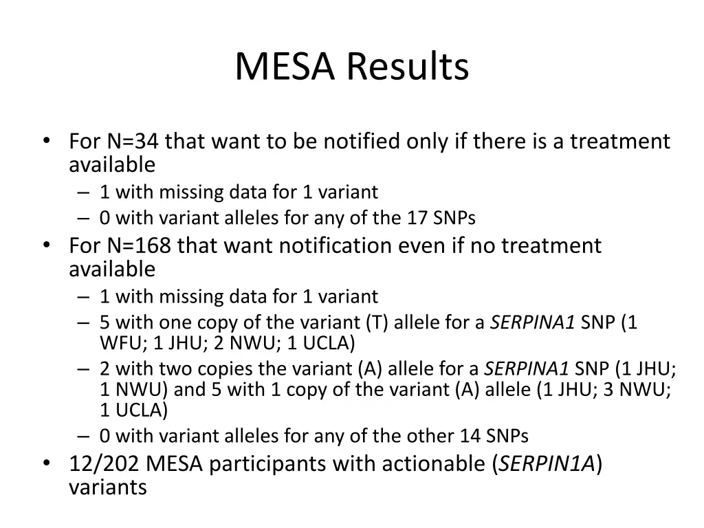 mesa results