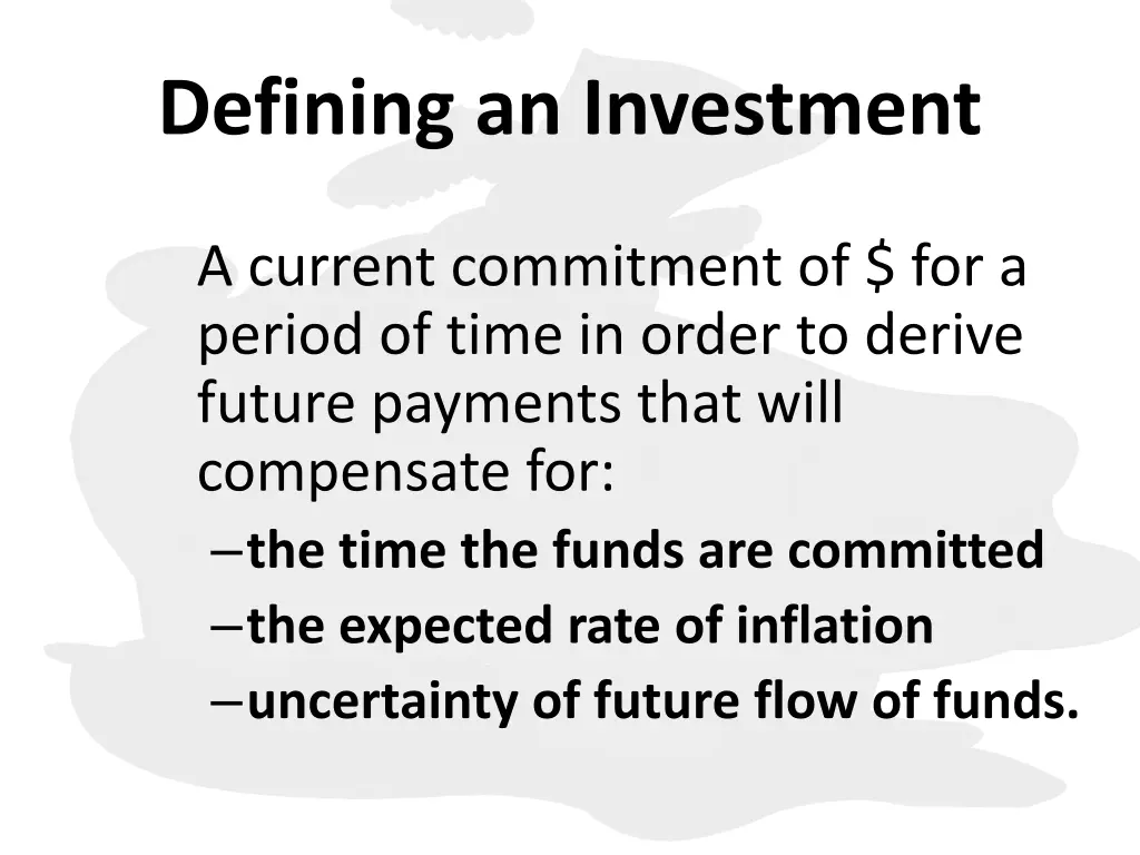 defining an investment