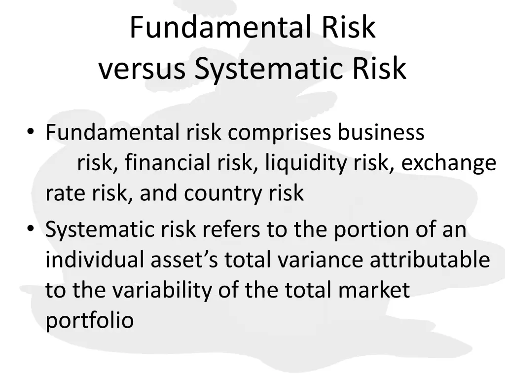 fundamental risk versus systematic risk