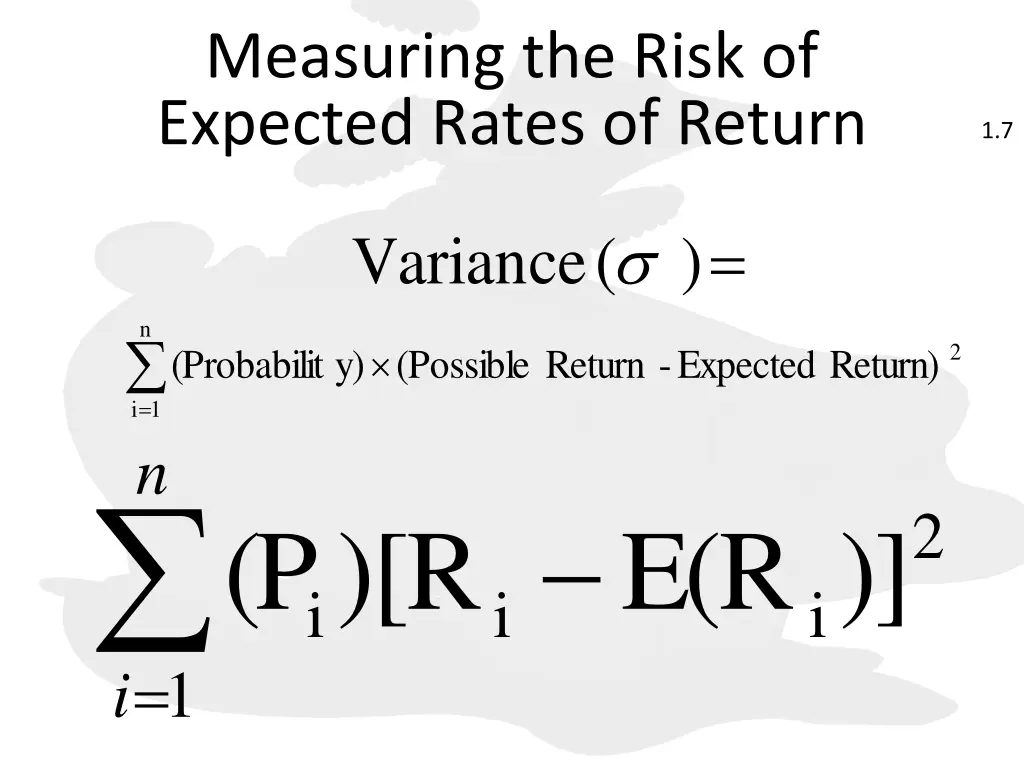 measuring the risk of expected rates of return