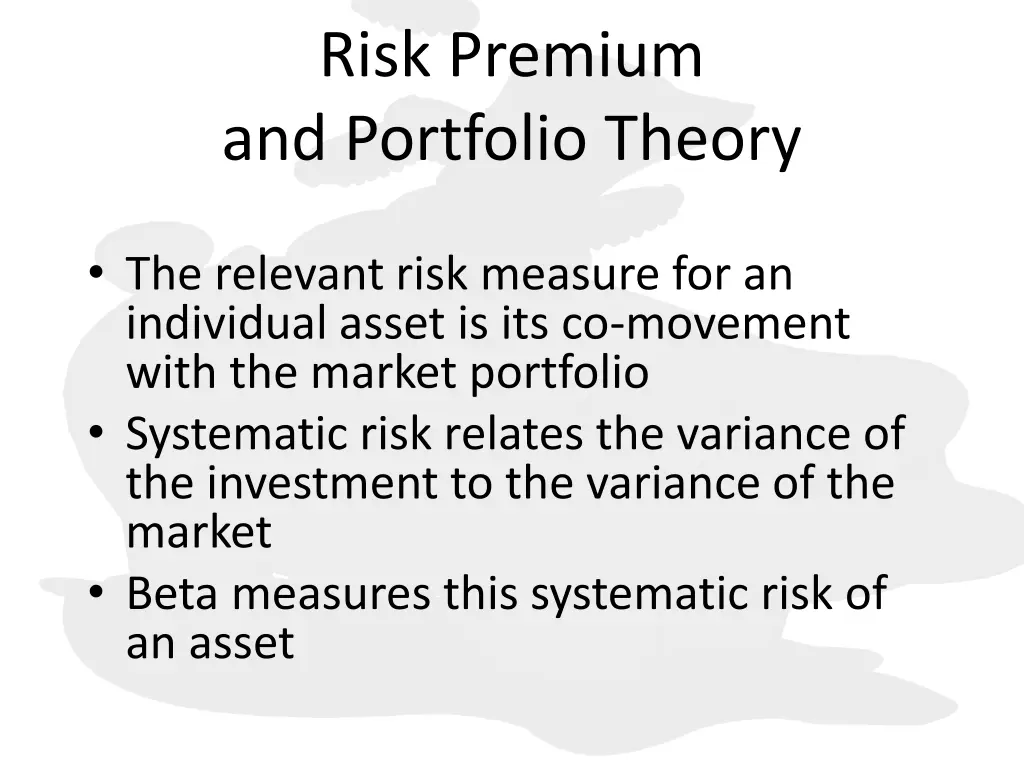 risk premium and portfolio theory