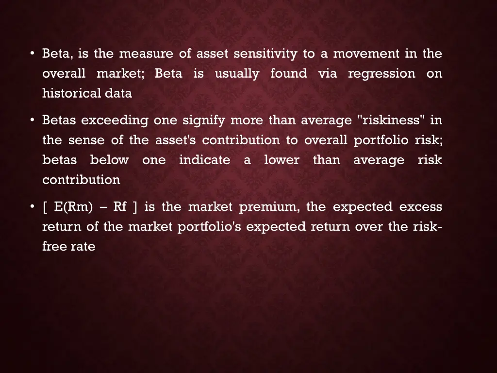 beta is the measure of asset sensitivity