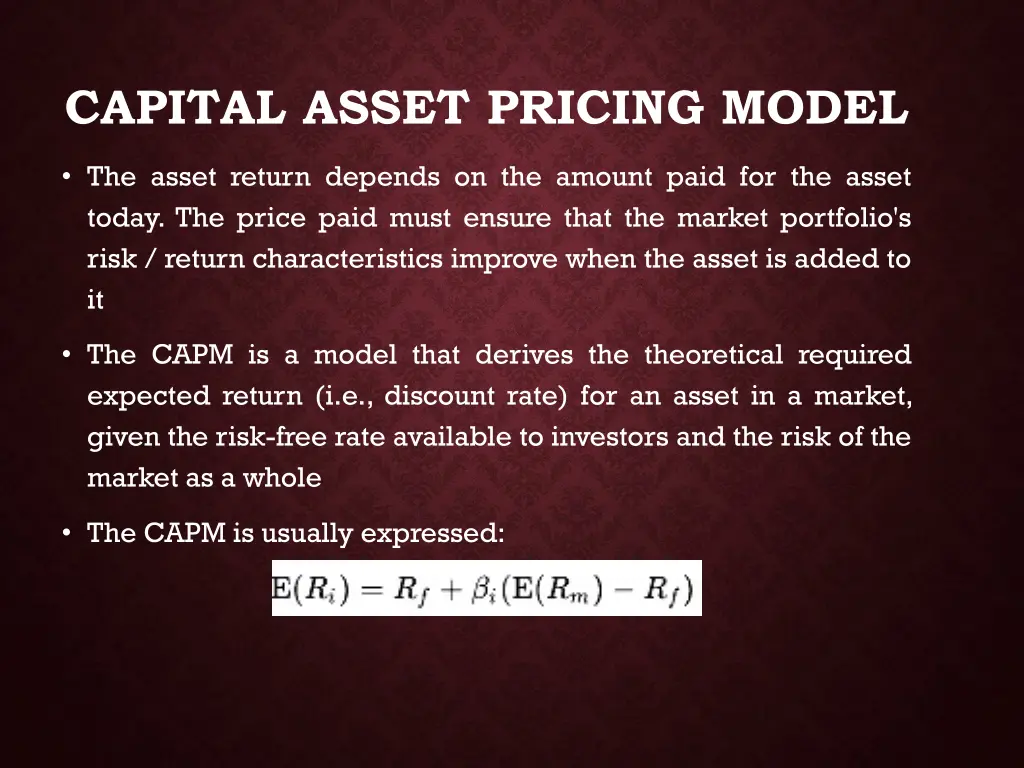 capital asset pricing model