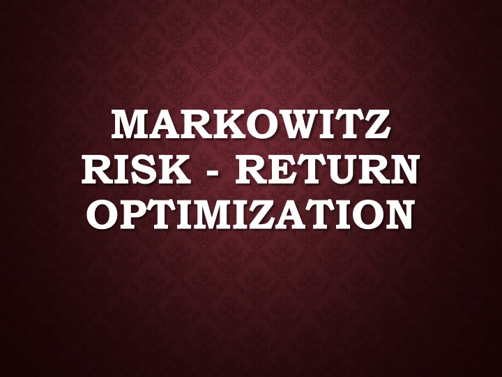 markowitz risk return optimization