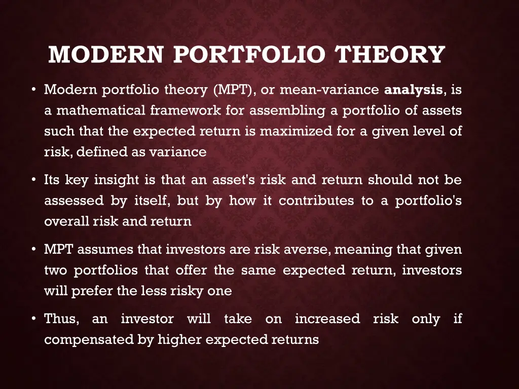 modern portfolio theory