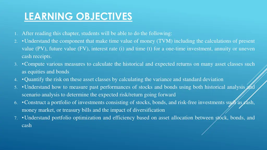 learning objectives