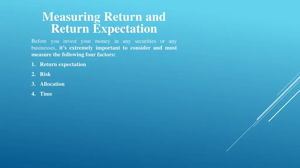 measuring return and return expectation before