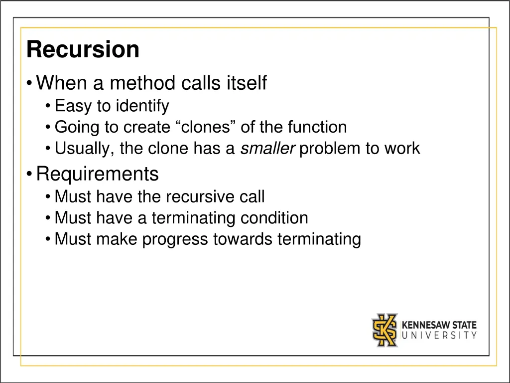 recursion when a method calls itself easy