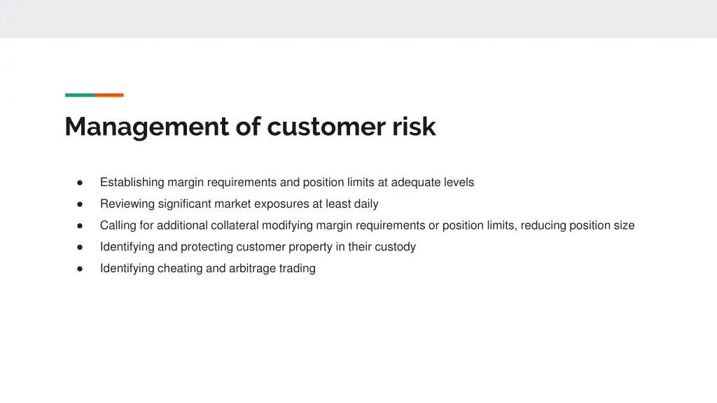 management of customer risk