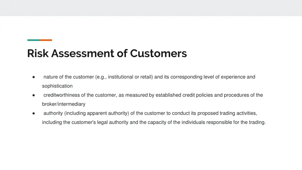 risk assessment of customers