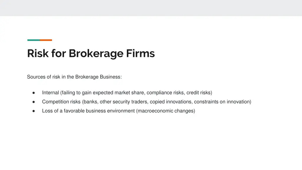 risk for brokerage firms