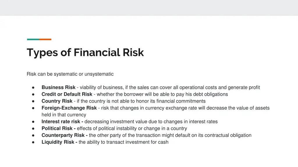 types of financial risk