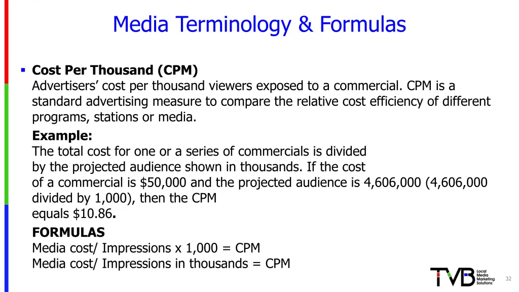 media terminology formulas 10