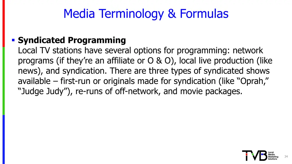 media terminology formulas 12