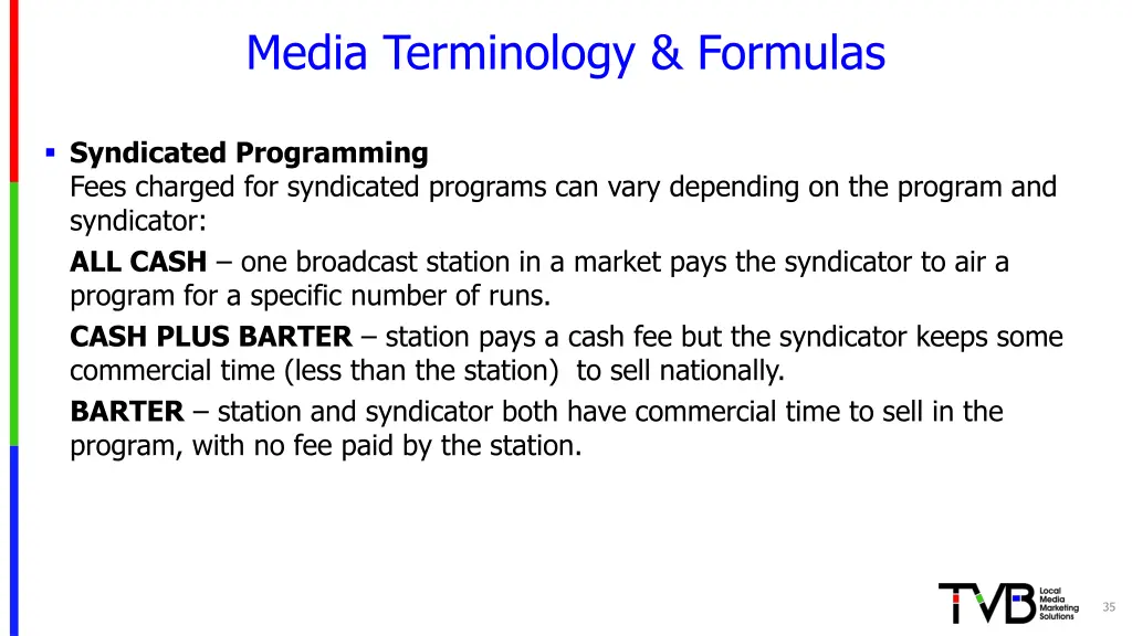 media terminology formulas 13