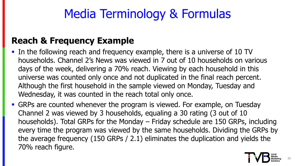 media terminology formulas 17