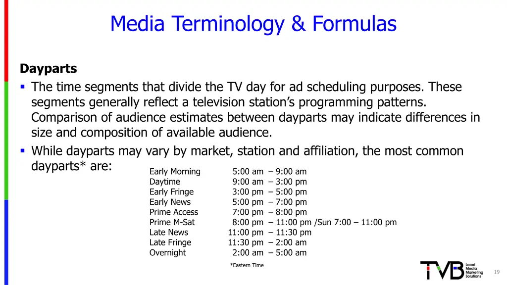 media terminology formulas 3