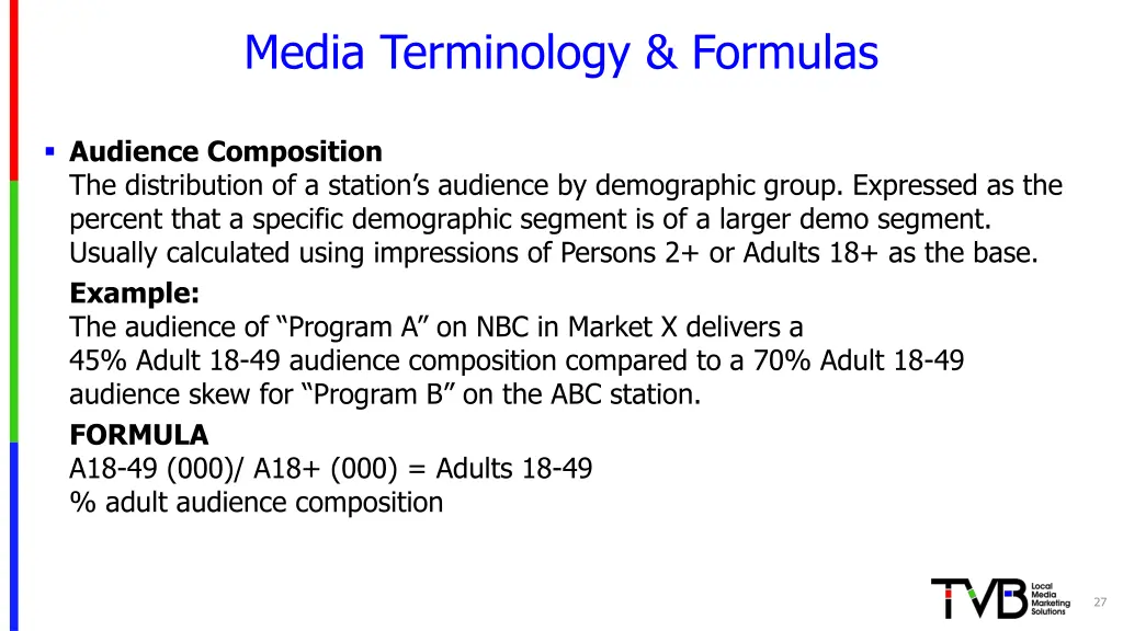 media terminology formulas 5