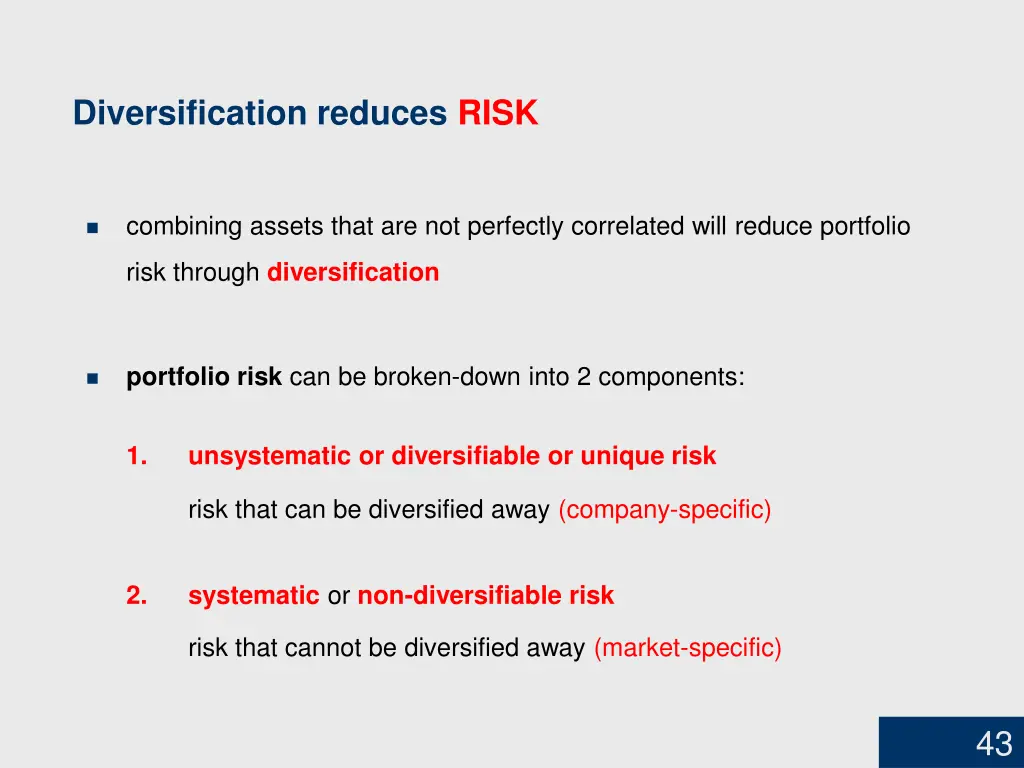 diversification reduces risk