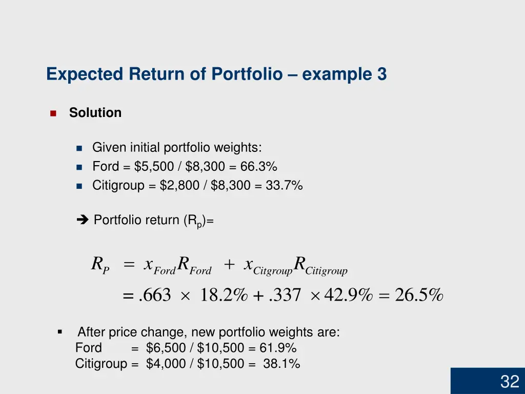 expected return of portfolio example 3