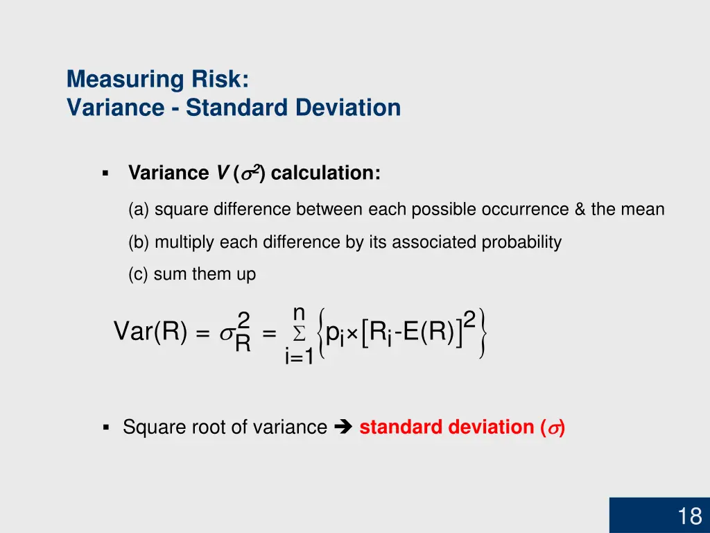 measuring risk variance standard deviation 1