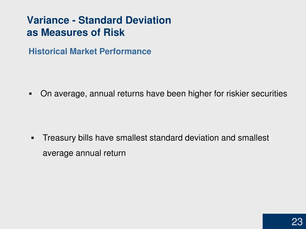 variance standard deviation as measures of risk 1