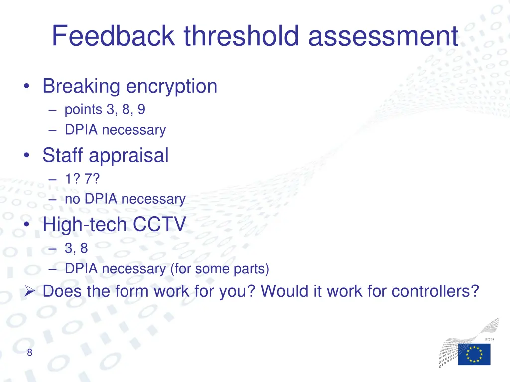 feedback threshold assessment