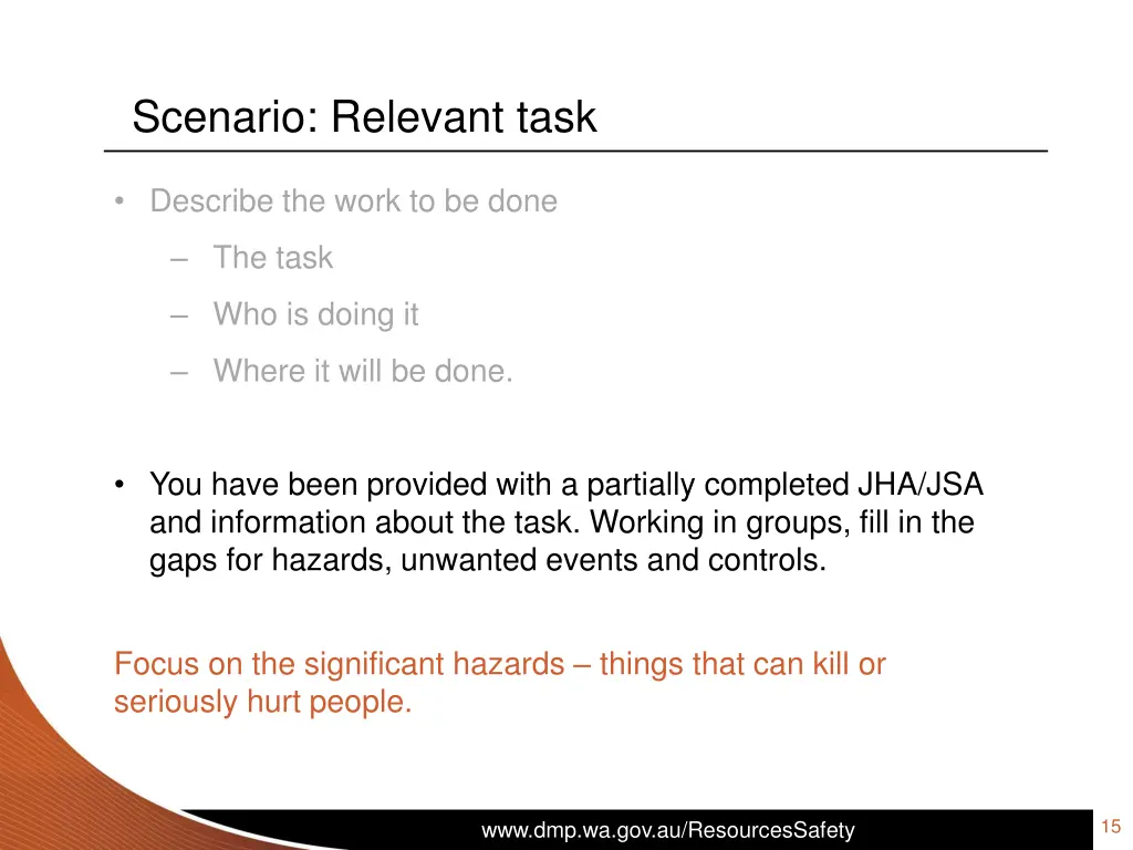 scenario relevant task