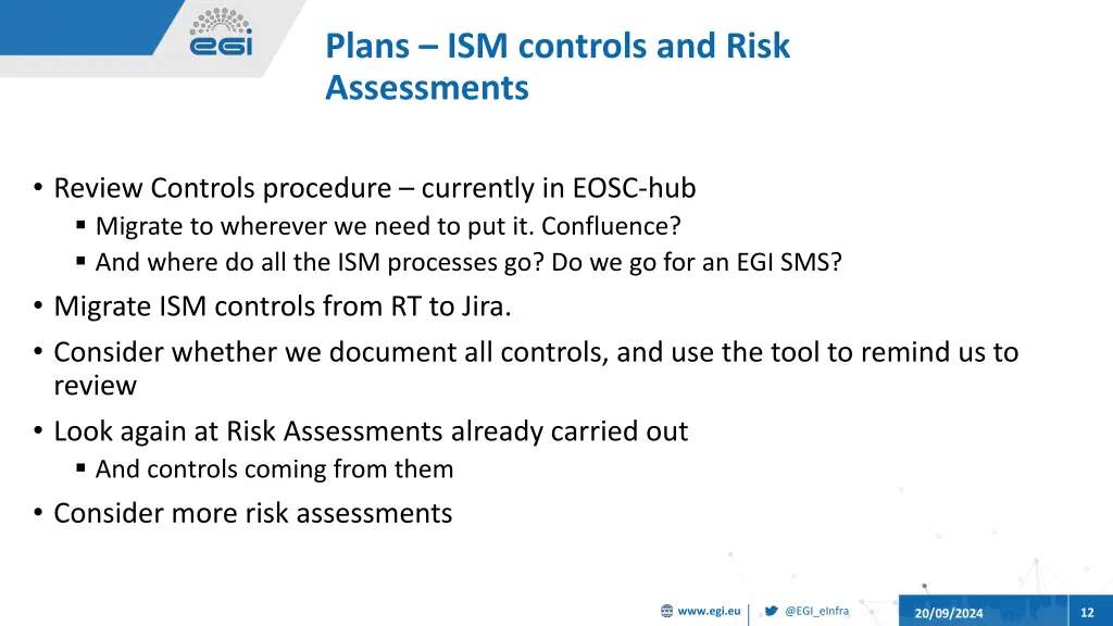 plans ism controls and risk assessments