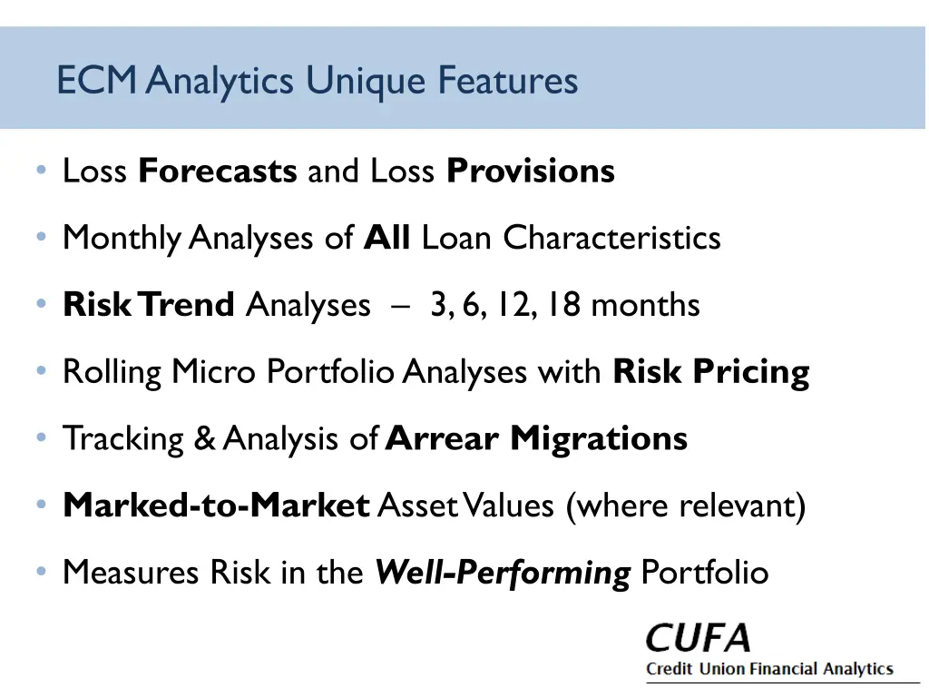 ecm analytics unique features