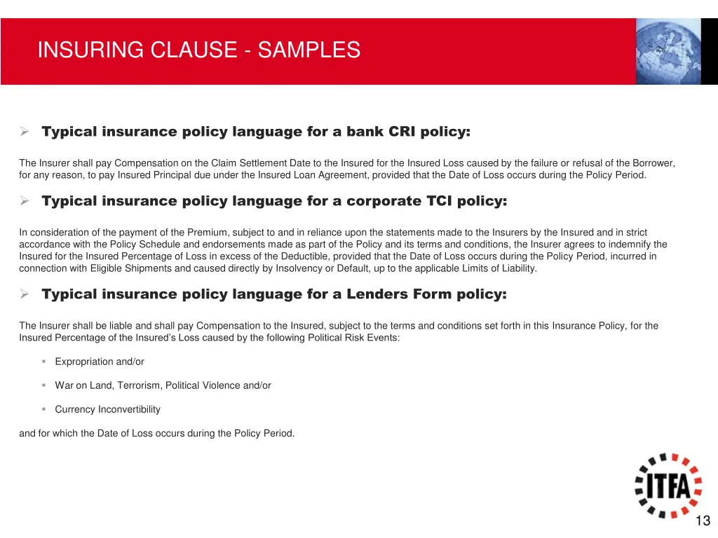 insuring clause samples