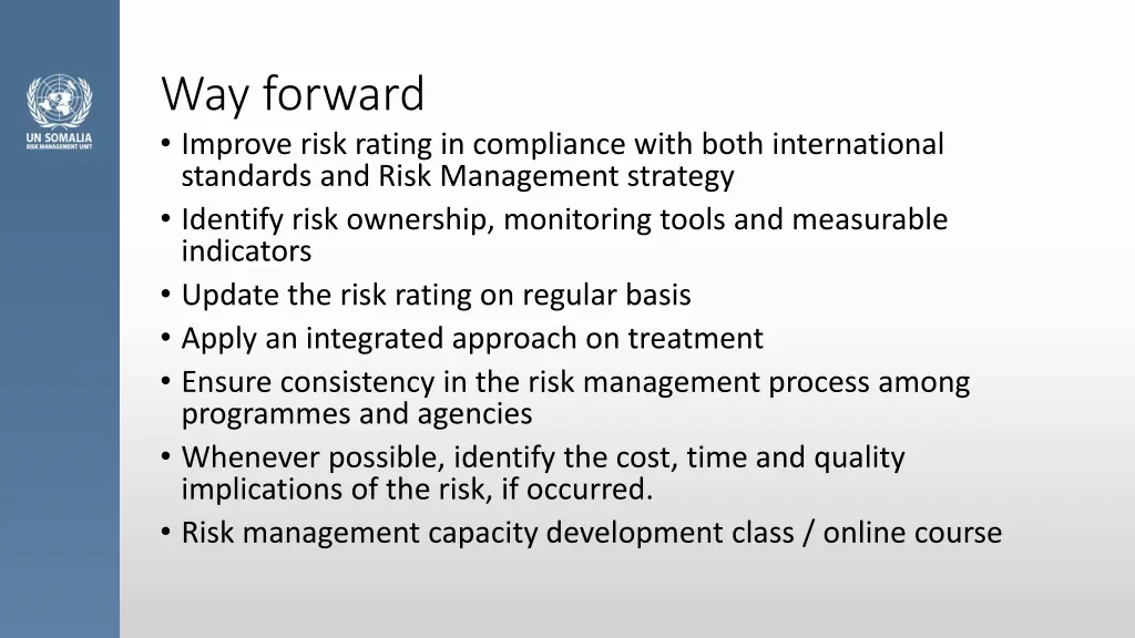 way forward improve risk rating in compliance